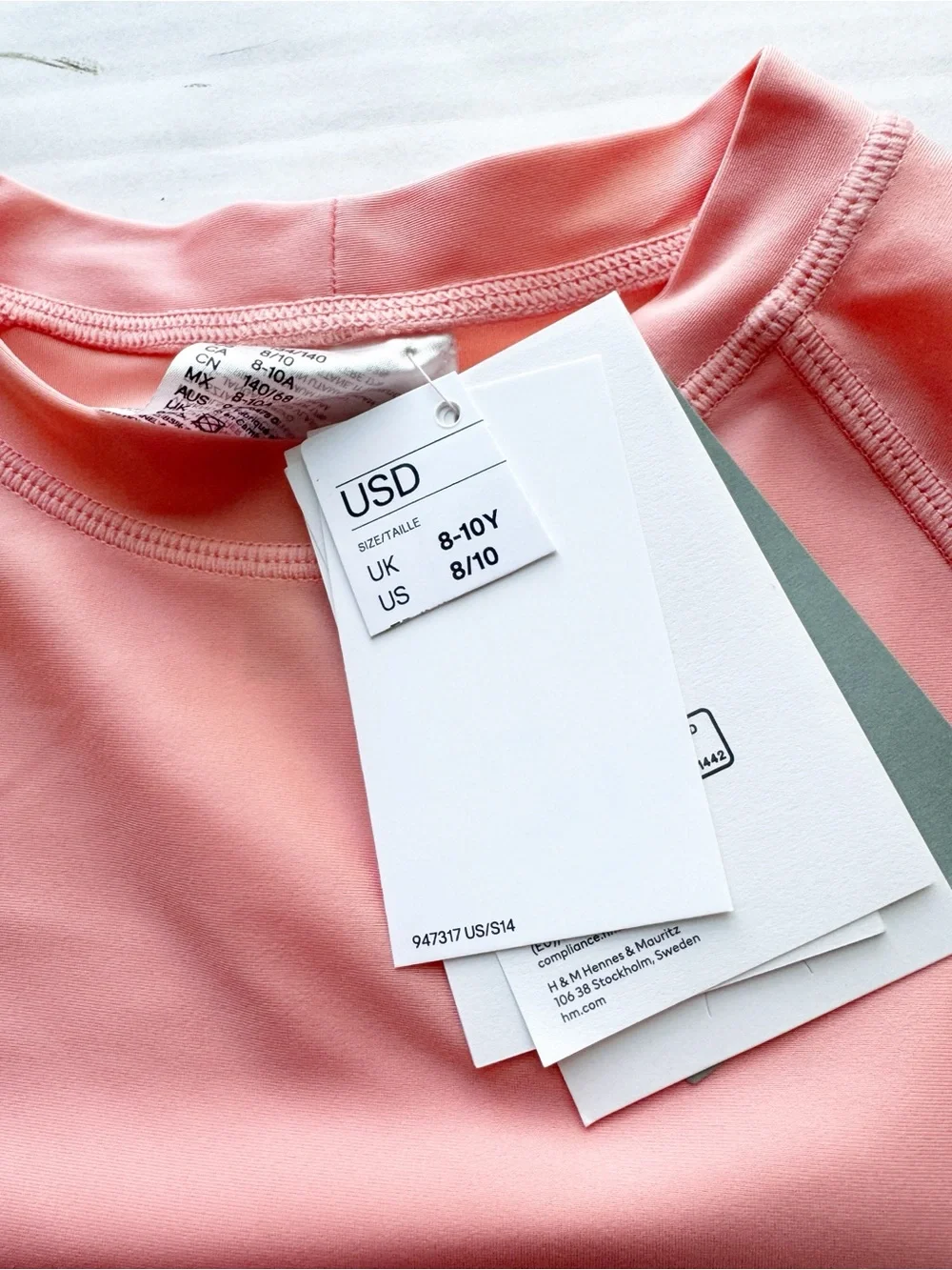 Girls New Swim Shirt UPF 50 in Peach Size 8-10Y NWT